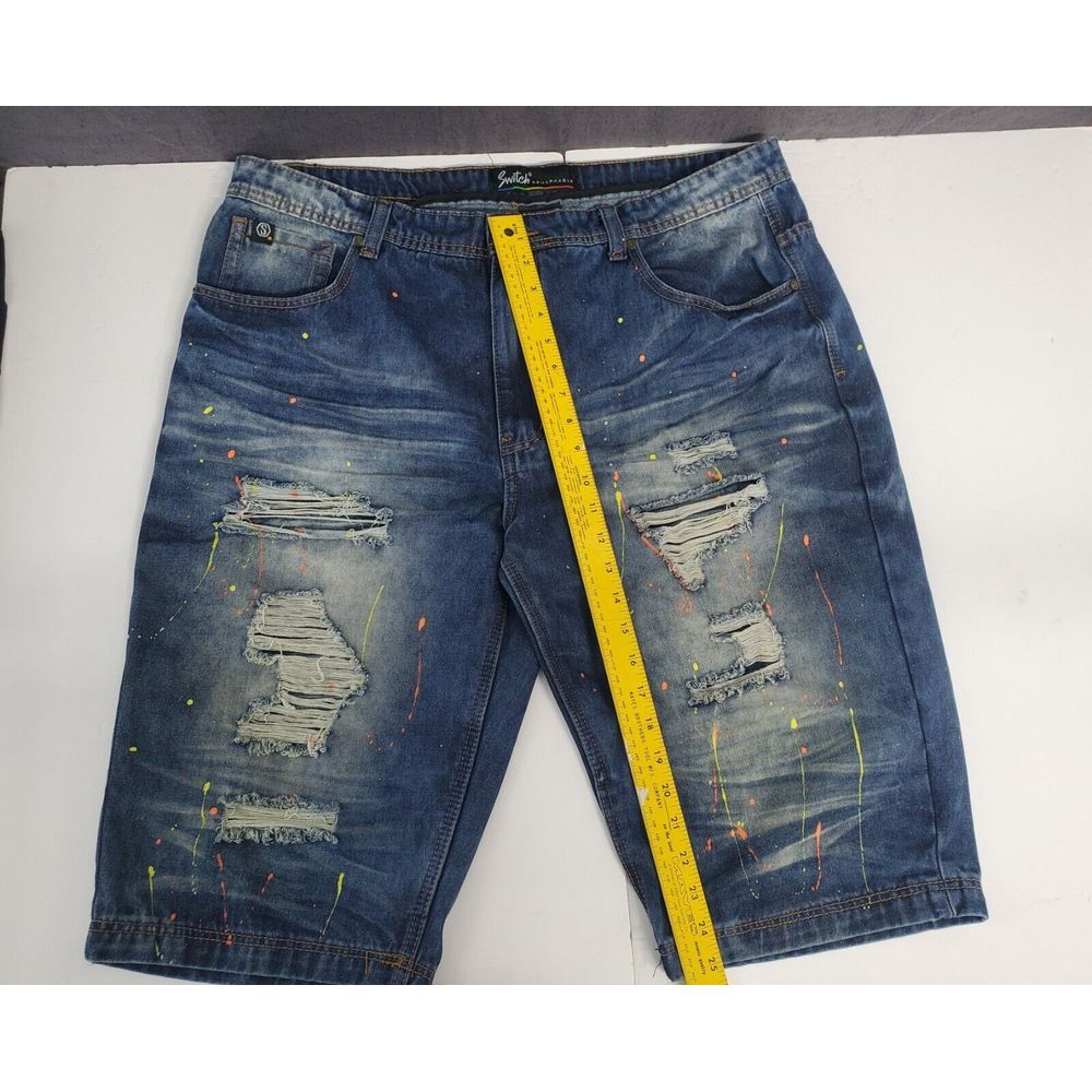 Switch Remarkable Denim Shorts Mens Size 40‎ Distressed/Ripped Paint Splatter